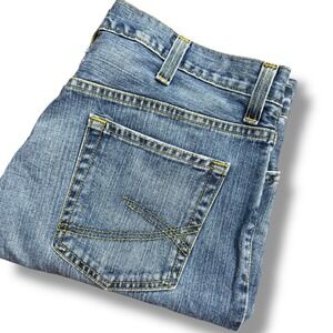 Roebuck &‎ Co. Slim Straight Jeans Mens 36x34 Blue Denim Classic Casual